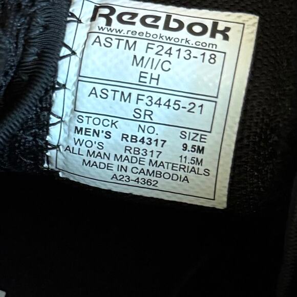 Reebok Men 9.5 Fusion Flexwave Work Athletic Shoe Black Tennis Sneaker Comp Toe - Picture 8 of 8